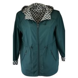   Fency ki-be fordítható, átmeneti, kapucnis, ballon-szerű kabát- sötétzöld