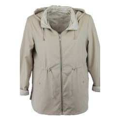   Fency ki-be fordítható, átmeneti, kapucnis, ballon-szerű kabát- drapp