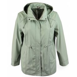   Fency egyszínű, kapucnis, cipzáras, ballon-szerű, béléses, átmeneti kabát- világos menta zöld