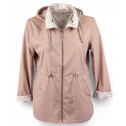   Fency ki-be fordítható, átmeneti, kapucnis, ballon-szerű kabát- púder szín