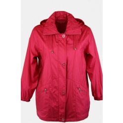   Nelli cipzáras és patentos, béléses, hosszított csípőre érő fazonú, molett átmeneti kabát- piros