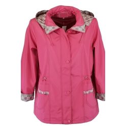   Asly kockás betétekkel díszített átmeneti béléses, levehető kapucnis lengyel kabát- korall szín