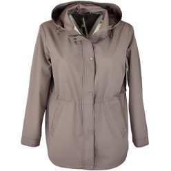   Fency egyszínű, kapucnis, cipzáras, ballon-szerű, béléses, átmeneti kabát- mogyoró barna