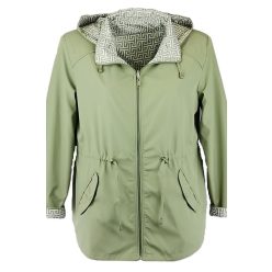   Fency ki-be fordítható, átmeneti, kapucnis, ballon-szerű kabát- almazöld