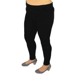 Hosszú szárú sima pamut leggings, gumis derekú- fekete